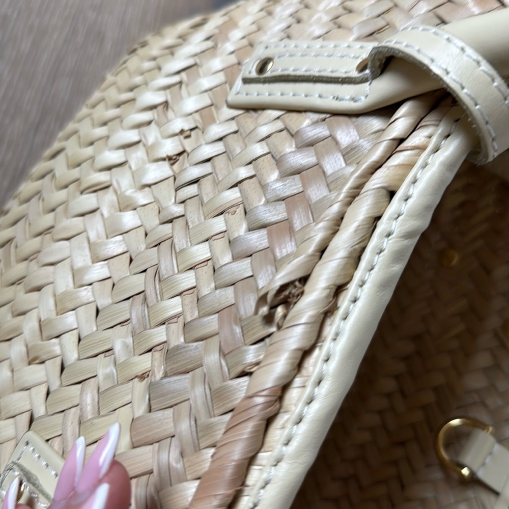 Jacquemus Le Petit Panier Soli Wicker Top Handle Bag broken piece on back!! - Picture 11 of 17